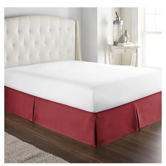HC Collection Bed Skirt King Size Soft Microfiber Box Spring Cover 14" Burgundy - Picture 1 of 7